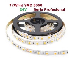 Tira LED Flexible 24V 12W/mt 60 Led/mt SMD 5050 IP20 Serie Profesional, Venta por metros